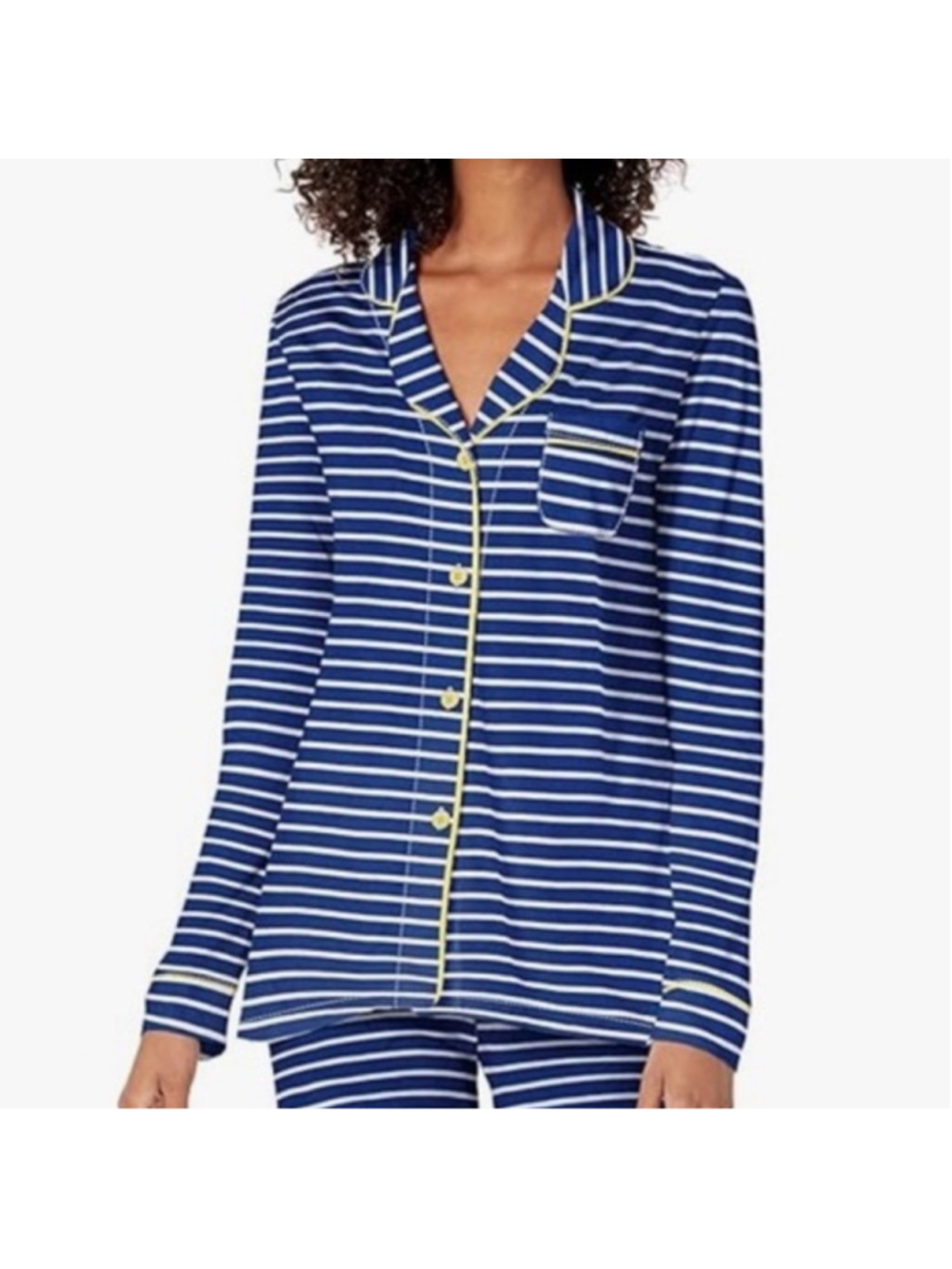 Cosabella 2 piece Pajama Set Long Sleeve Boxer shorts Blue White stripe Limone
